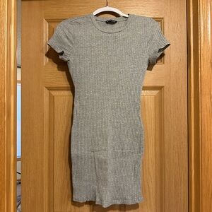 SHEIN gray ribbed short sleeved mini dress